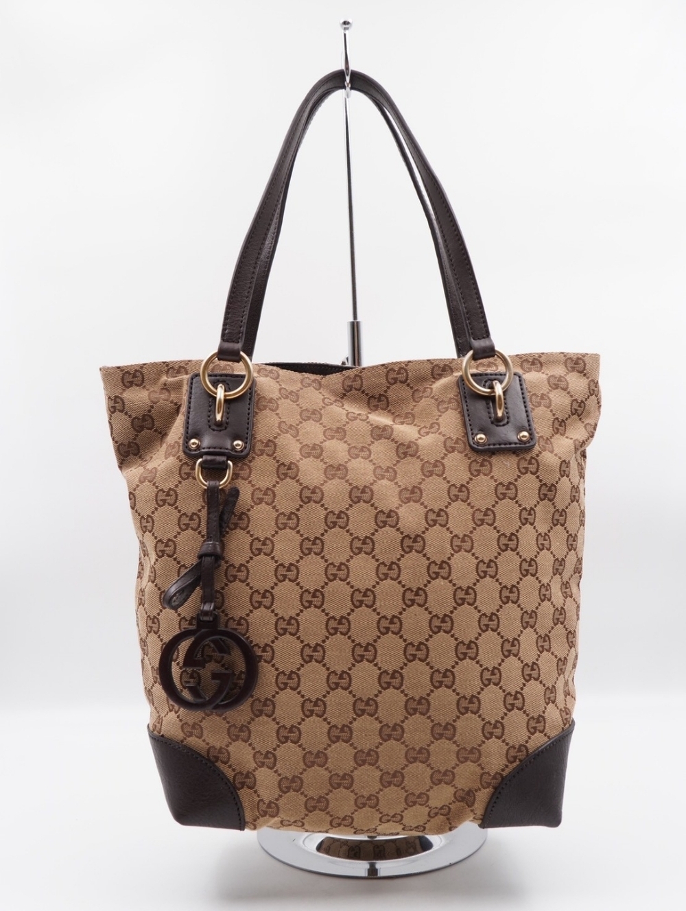CG61 💗 Gucci GG Canvas Charm Tote Bag Medeim